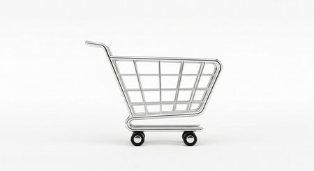 3d rendering of a shopping cart on a white background with shadowの素材
