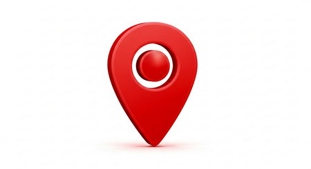 Red map pointer isolated on white background. 3d render illustration.の素材