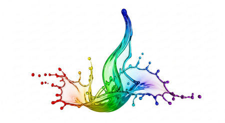 Colorful paint splashes isolated on white background. 3d renderingの素材