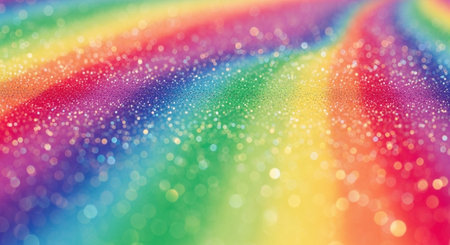 Rainbow glitter bokeh abstract texture background for Christmas and New Year.の素材