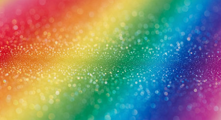 Rainbow glitter bokeh abstract background for birthday, anniversary, new year eve or Christmas.の素材