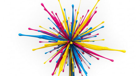 Colorful paint explosion isolated on white background. 3d rendering.の素材