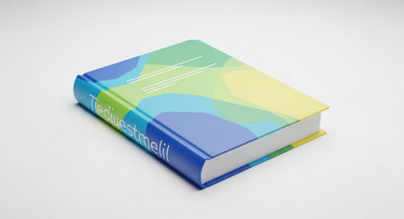 Book 3D rendering in white background with blue cover and green coverの素材