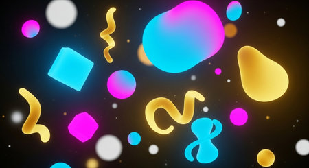Abstract background with colorful shapes. 3d rendering, 3d illustration.の素材