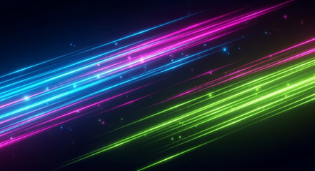 Neon lines on a dark background. Vector illustration for your designの素材