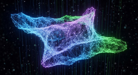 Abstract polygonal mesh background. Network connection structure. 3d renderingの素材