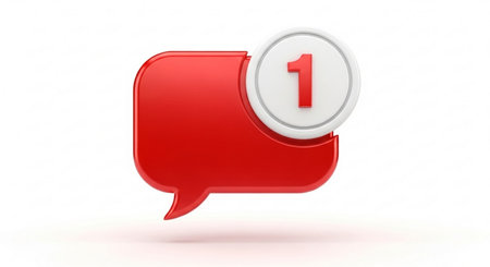 Speech bubble with number one on white background. 3D rendering.の素材