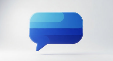 Volumetric glossy speech bubble icon isolated on white background. 3D rendered illustration.の素材