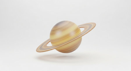 3d rendering of a saturn planet isolated in white background.の素材