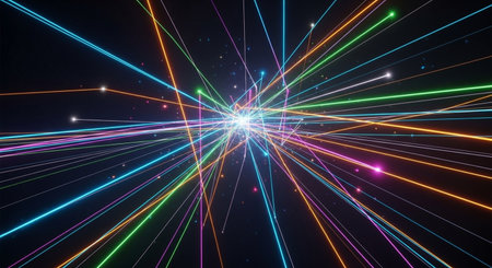 Abstract neon lines background. 3d rendering, 3d illustration.の素材