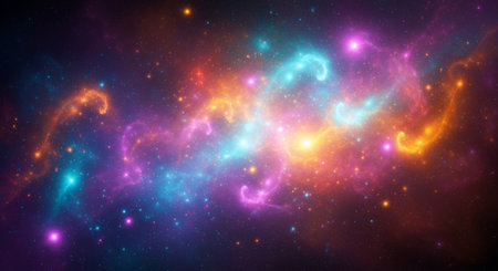 Colourful nebula with stars and galaxies in outer space.の素材