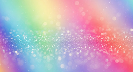 Rainbow background with sparkles and bokeh. Vector illustration.の素材