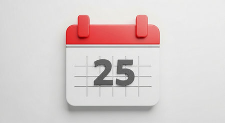 Calendar with the date of February 25 on a white background. 3d renderingの素材