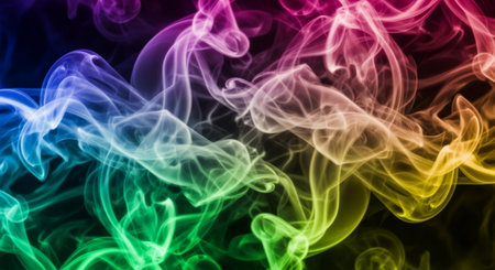 Abstract multicolored smoke on a dark background. Background from the smoke of vapeの素材