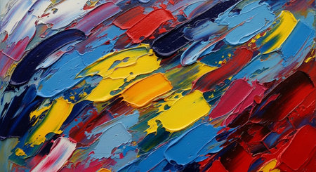 macro artist's palette, texture mixed oil paints in different colors and saturation studioの素材