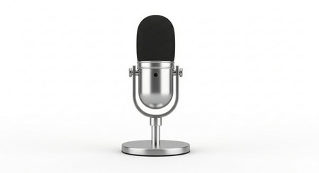 3d rendering of a studio microphone isolated on a white background.の素材