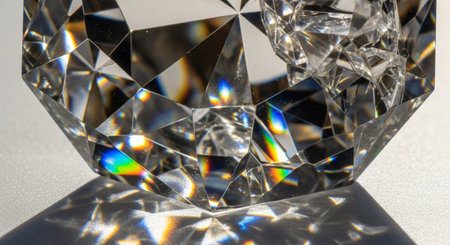 close up of a diamond on white background with shallow depth of fieldの素材