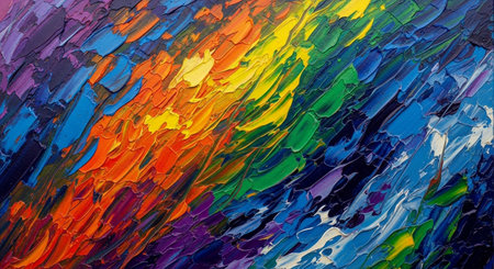 Oil painting on canvas. Abstract art background. Colorful texture.の素材