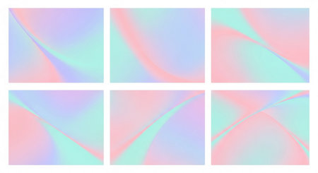 Holographic background set. Hologram texture in pastel colors. Vector illustration.の素材