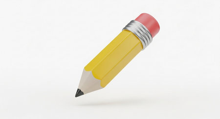 Pencil isolated on white background. 3d rendering. Computer digital drawing.の素材