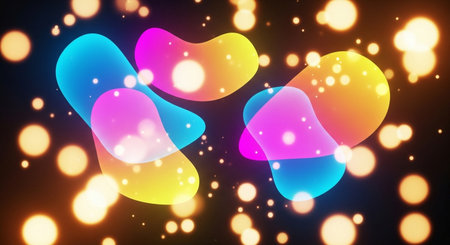 abstract colorful background with bokeh defocused lights and starsの素材