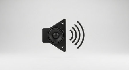 Black speaker on a white background. 3d rendering, 3d illustration.の素材