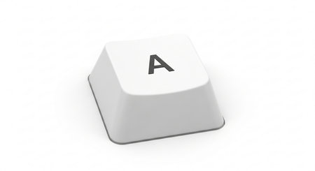 Keyboard key in white isolated background, 3d render, computer generated imagesの素材