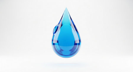 Blue Water Drop on White Background. 3D Rendering Illustrationの素材