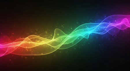 Abstract background with glowing lines and waves. Vector illustration for your designの素材