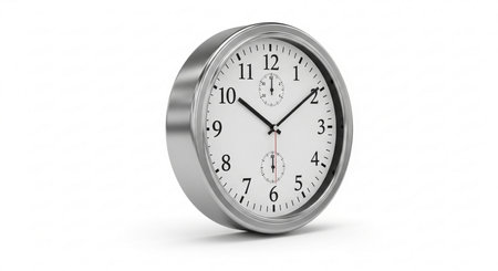 3d rendering of a clock isolated on white background with clipping pathの素材