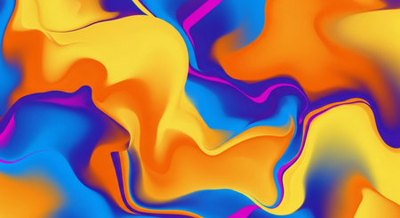 abstract colorful background with smooth lines in blue, orange, yellow and purple colorsの素材