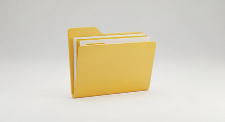 Yellow folder on a white background. 3d rendering, 3d illustration.の素材