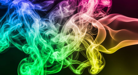 Abstract multicolored smoke on a black background. Background from the smoke of vapeの素材