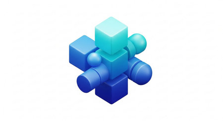 3d isometric blue and green cubes on white background. vector illustrationの素材