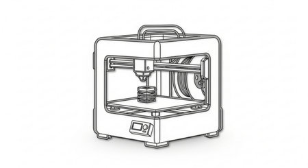 3d rendering of a 3d printer isolated in white studio backgroundの素材