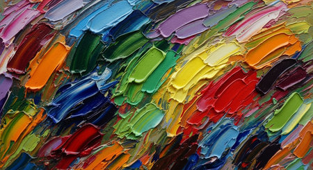Painting close up of colorful abstract acrylic and oil paint texture backgroundの素材