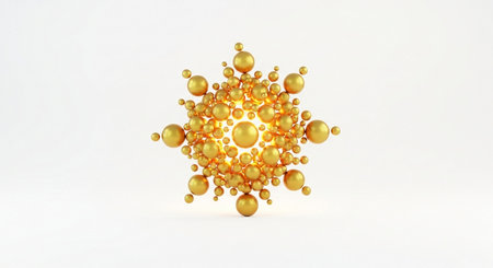 abstract 3d rendering of golden spheres in white background, computer generated imagesの素材