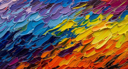 Abstract colorful oil painting on canvas texture. Fragment of artwork.の素材