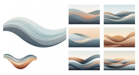 Set of abstract waves. Vector illustration. Can be used for wallpaper, web page background, web banners.の素材