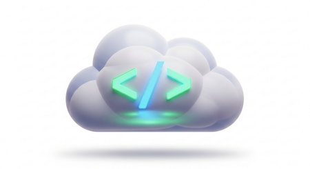 3d render of cloud computing with arrows on white background. Cloud computing conceptの素材