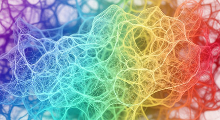 Rainbow abstract pattern background. 3d rendering, 3d illustration.の素材