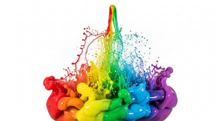Colorful paint splashing isolated on white background. 3d renderingの素材