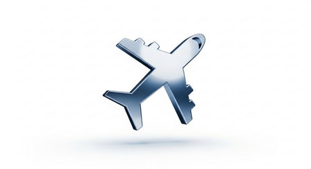 Airplane icon isolated on a white background. 3D illustration.の素材