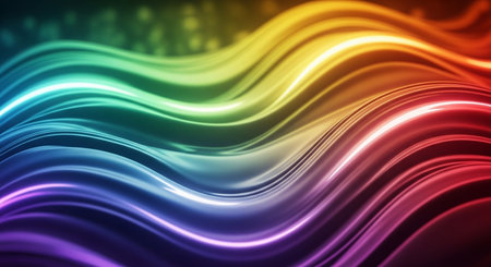 3d rendering of abstract wavy background with glowing lines in itの素材