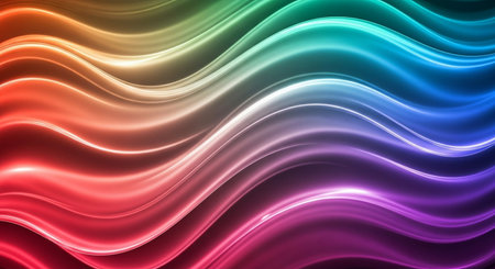 Abstract background with glowing lines. Vector illustration. Colorful waves.の素材