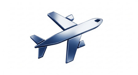Airplane icon on white background. 3d rendering. Computer digital drawing.の素材