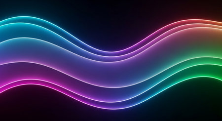 abstract background with glowing waves in the dark, 3d renderの素材