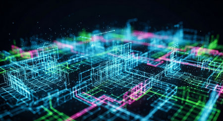 3d rendering of abstract digital circuit board. Futuristic technology concept.の素材