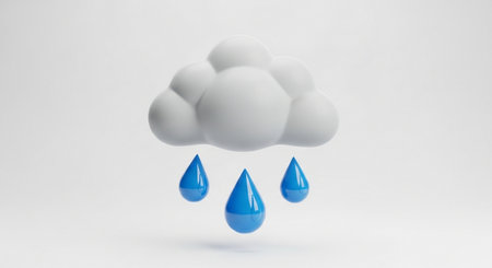 Cloud with rain drops. Cloud computing concept. 3D rendering.の素材