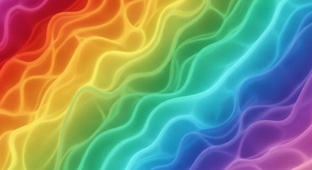 Rainbow abstract background. Colorful gradient waves. 3d renderの素材